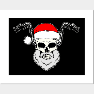 Santa Biker Skull Posters and Art